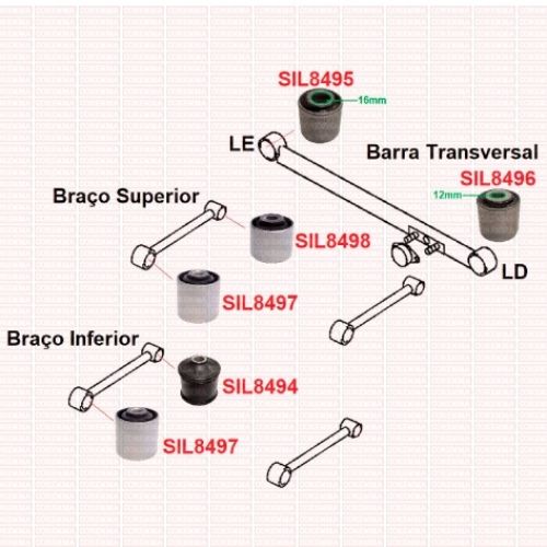 Bucha da Barra Transversal Suspensão Traseira Pajero TR4 2002 a 2015