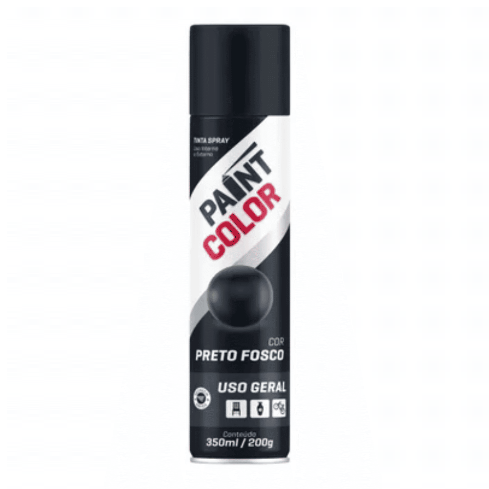 Tinta Spray Preto Fosco 400ml  Paintcolor