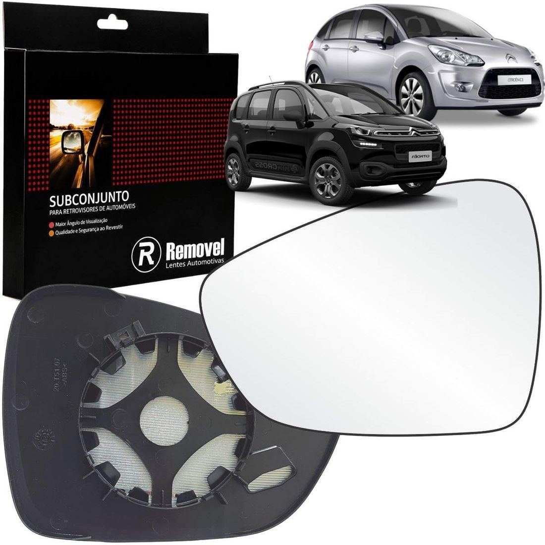 Lente Retrovisor Esquerdo C3 E Aircross 2012 A 2019 SB211