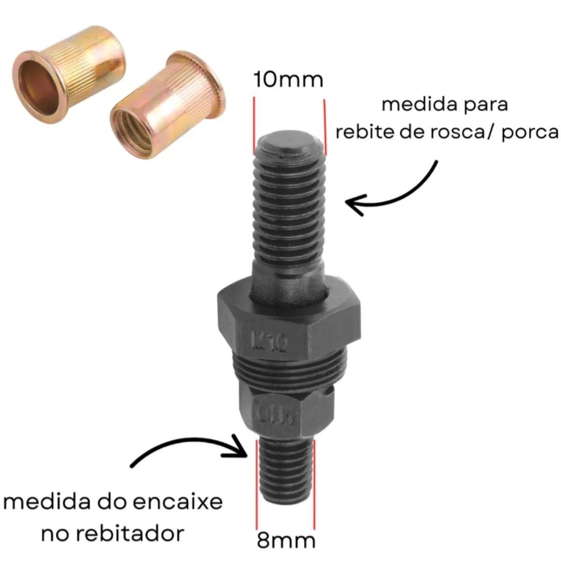 Parafuso para rebitador manual de rosca (M10) Vonder