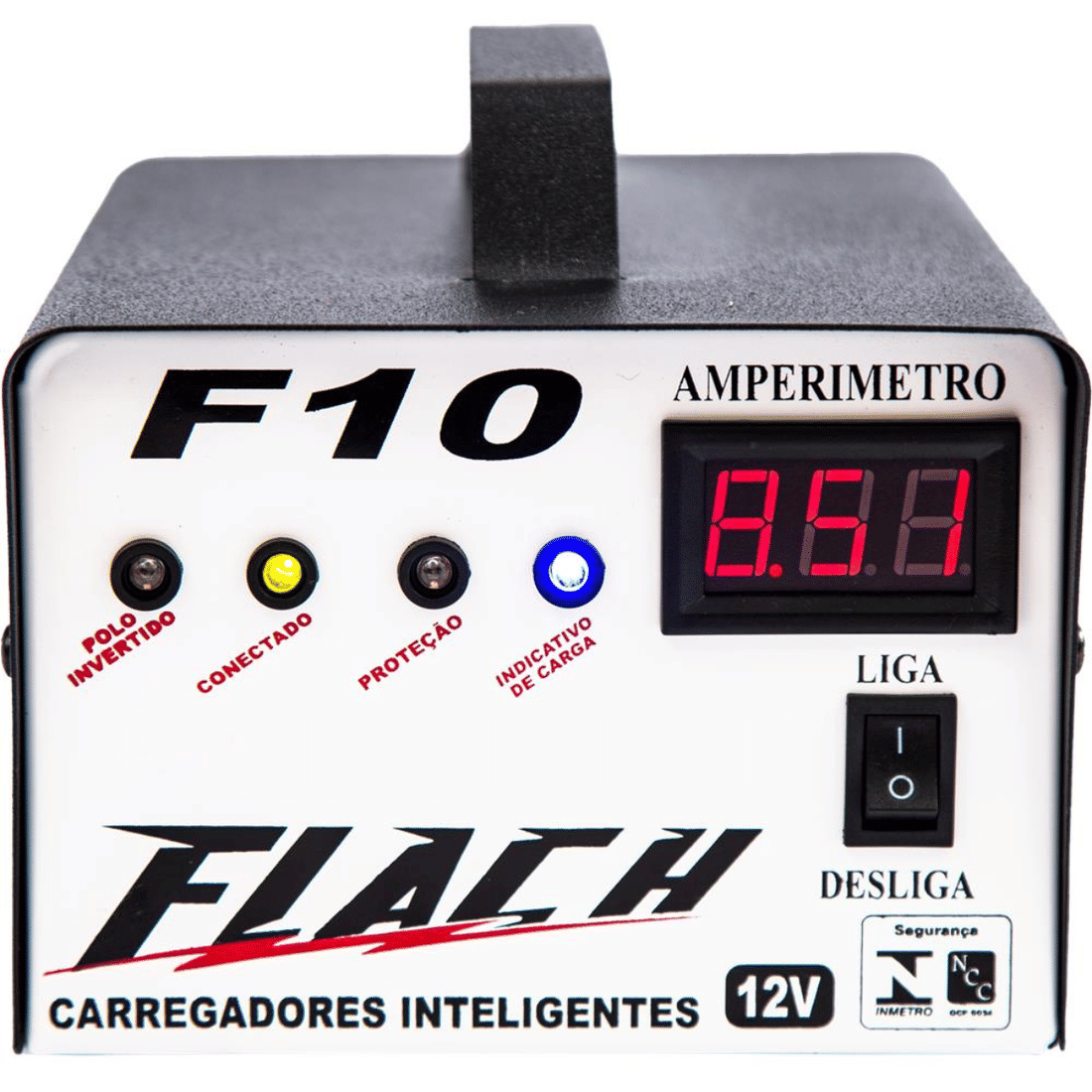 Carregador Baterias 12v 10Ah C/Display Flach F10 Carregador Baterias 12v 10Ah C/Display Flach F10