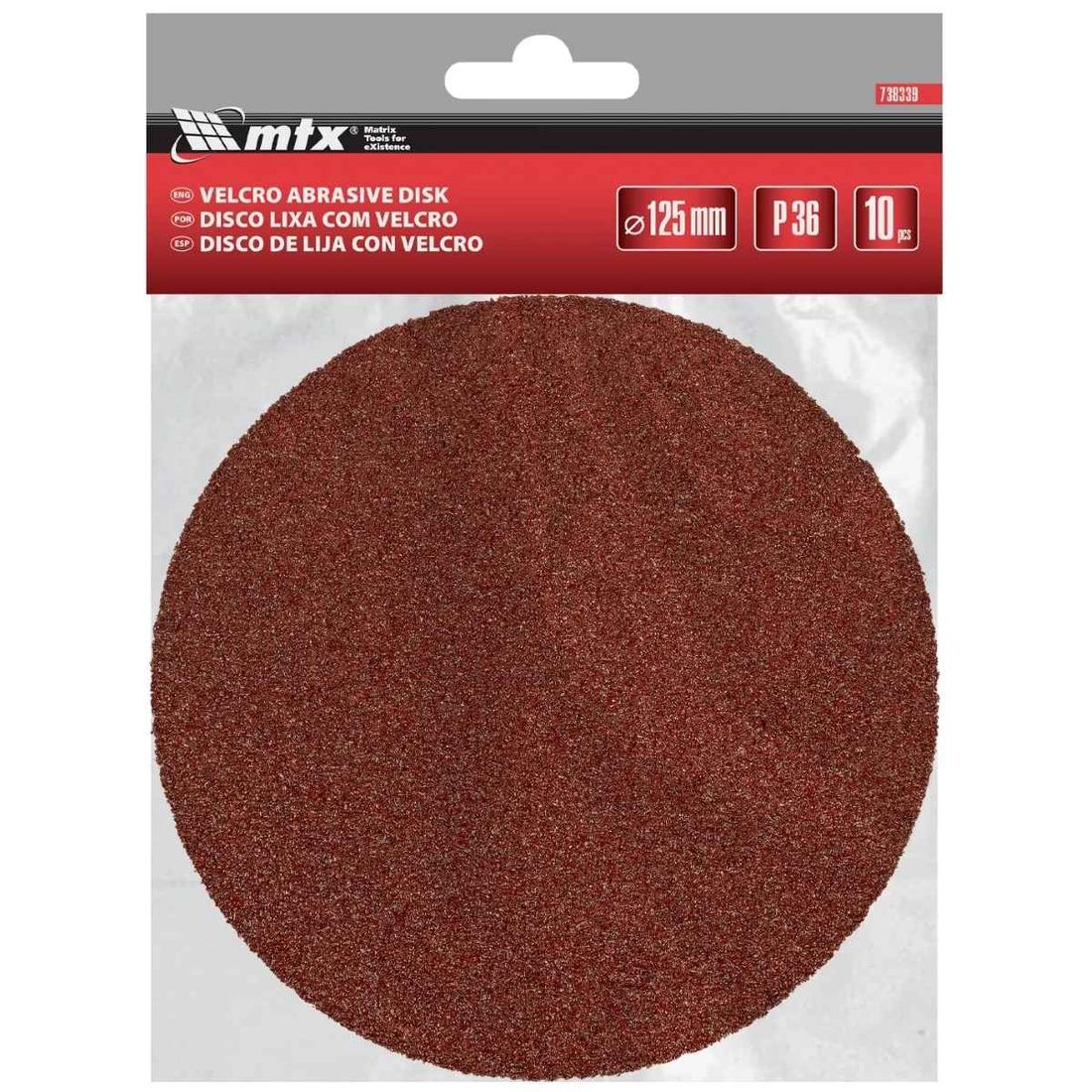 Conjunto Discos Lixa Com Velcro 5" (125mm) Grão 36 MTX 10pçs Conjunto Discos Lixa Com Velcro 5" (125mm) Grão 36 MTX 10pçs