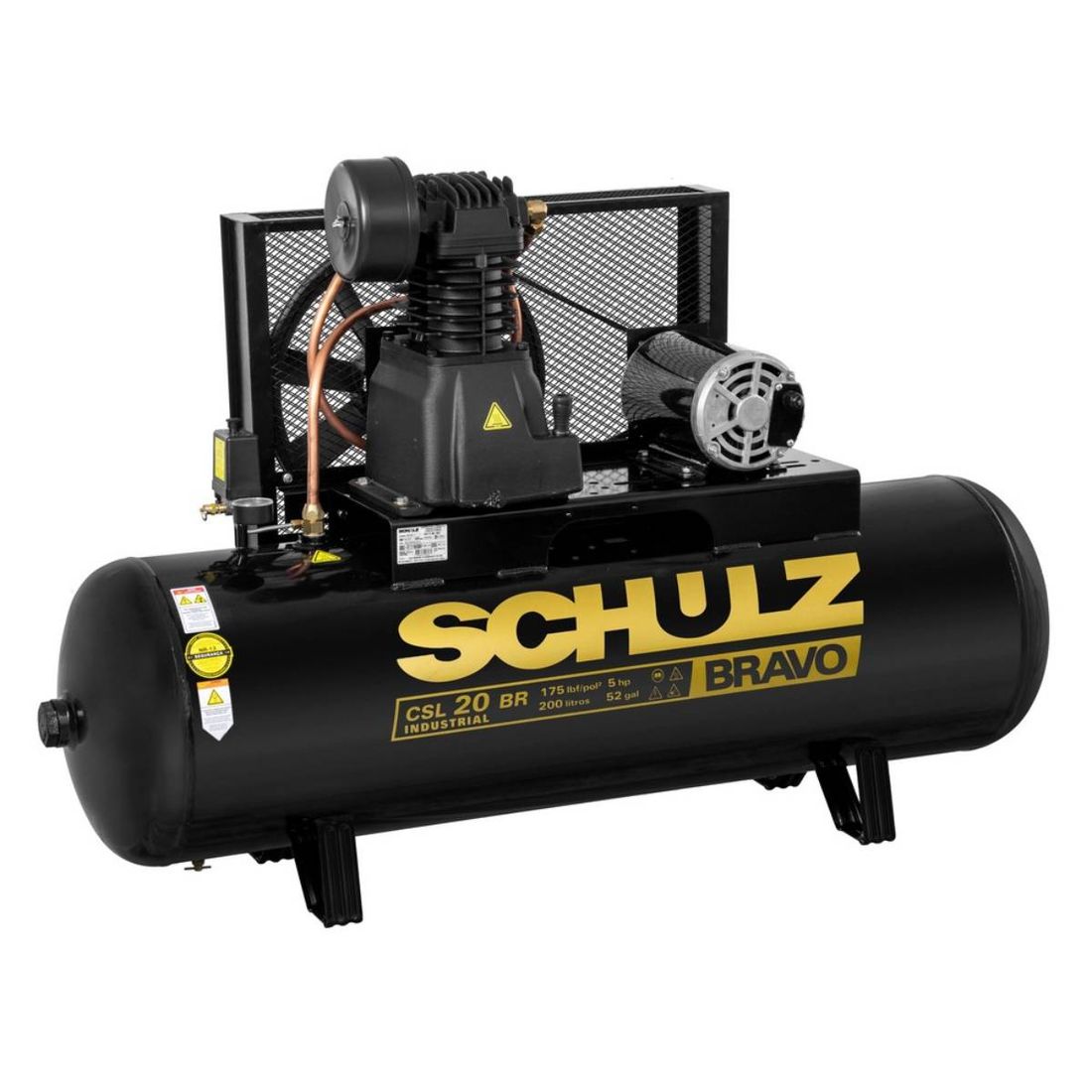 Compressor Ar Schulz Bravo 20pés 200L 175PSI 5cv Trifásico Bravo CSL20BR/200L