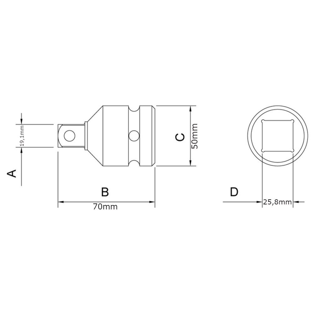 Adaptador para soquetes de impacto Tramontina 1" F x 3/4" M 44930/102 Adaptador para soquetes de impacto Tramontina 1" F x 3/4" M 44930/102