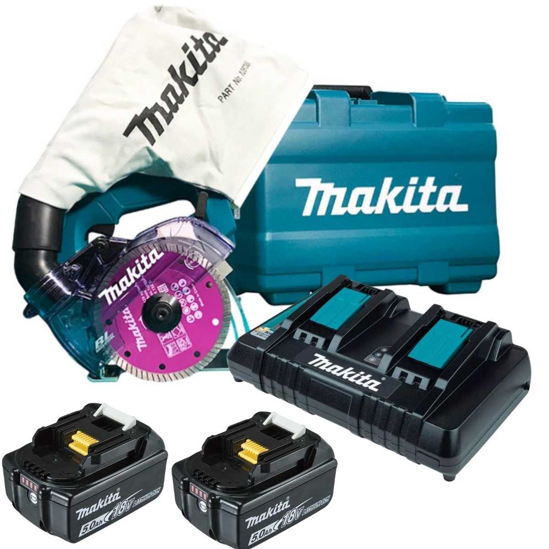 Serra Mármore 18V LXT 2 Bateria 5Ah DCC500 KIT Makita