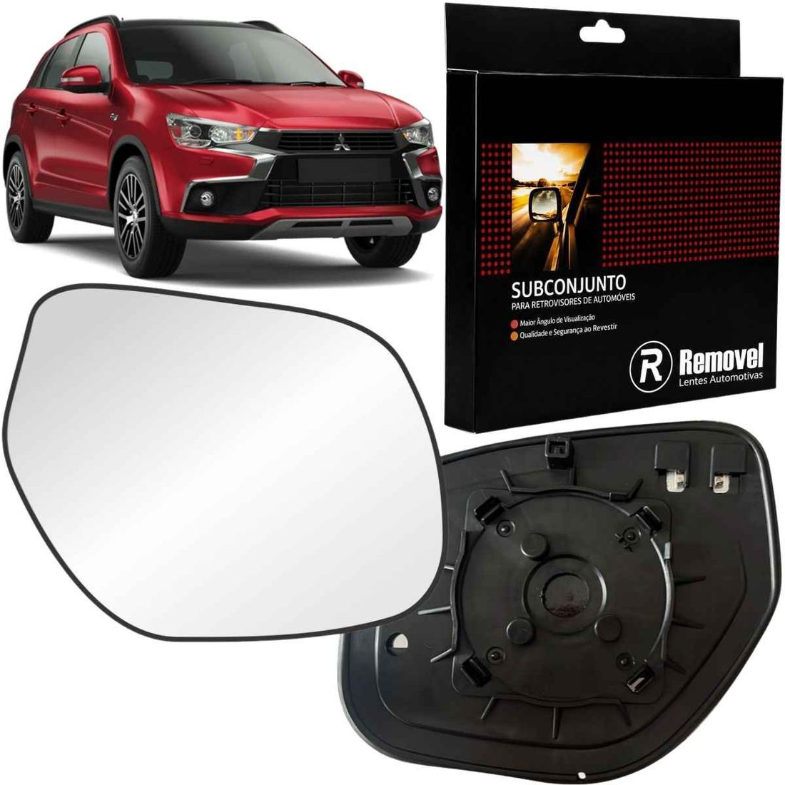 Lente Retrovisor Direito Mitsubishi ASX 2010 Em Diante Com Pisca/Térmico