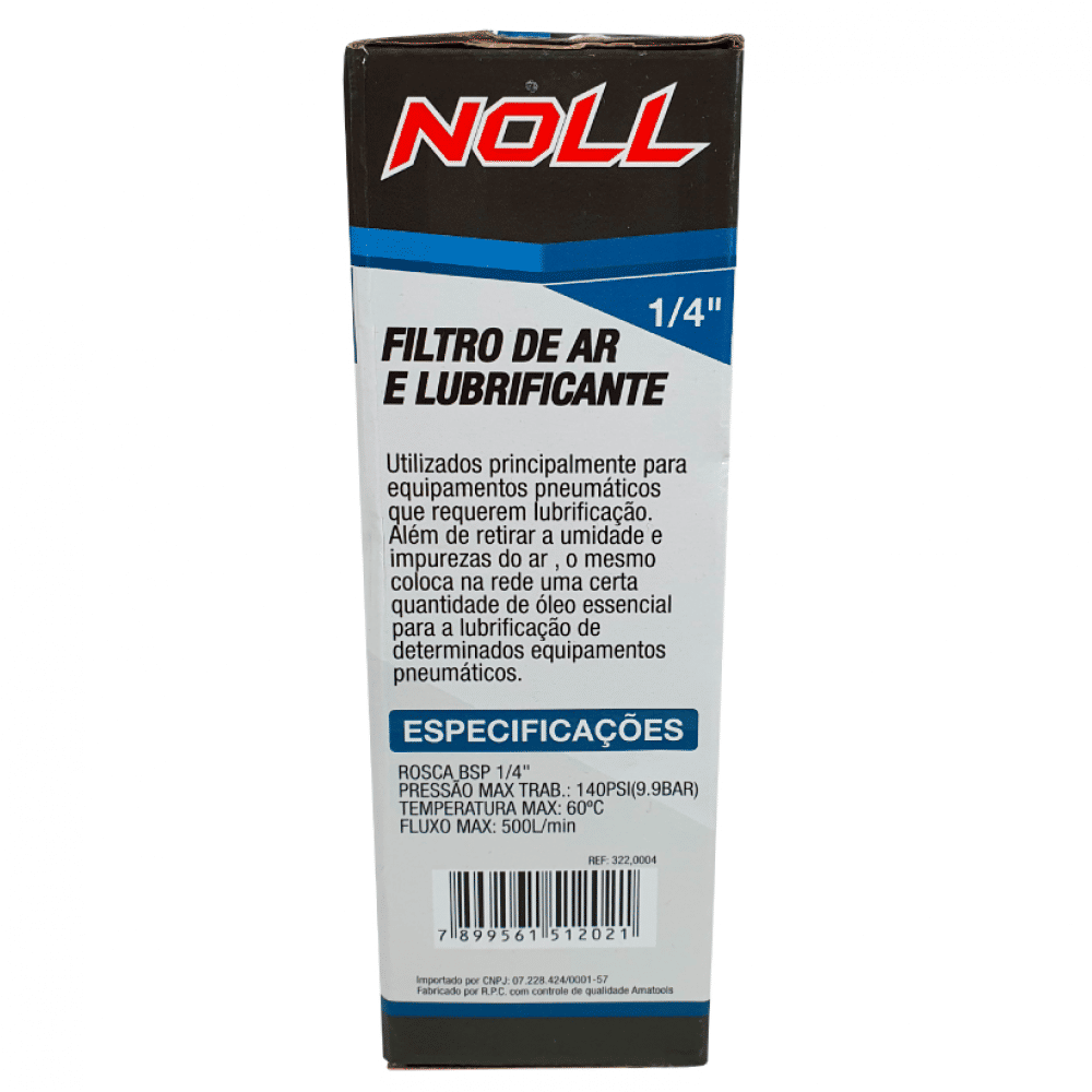 Filtro Regulador de Ar e Lubrificador 1/4" BSP Noll 322,0004