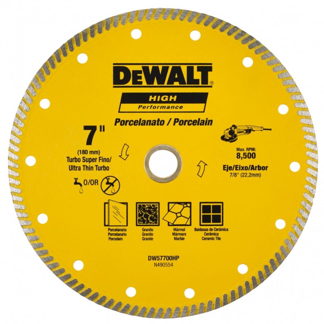 Disco Diamantado Corte Porcelanato DeWalt DW57700HP 7" (180mm)