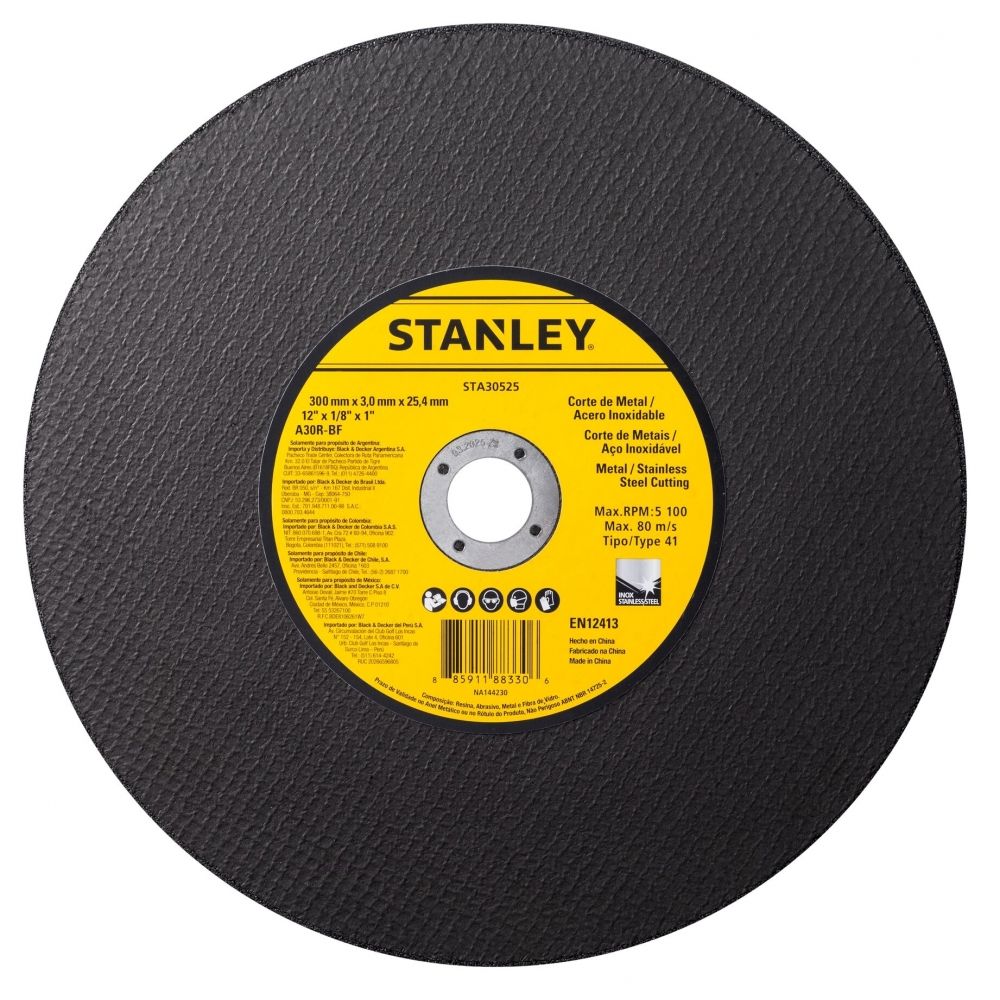 Stanley - Disco de Corte 12 X 1/8 X Furo 1" STA30525