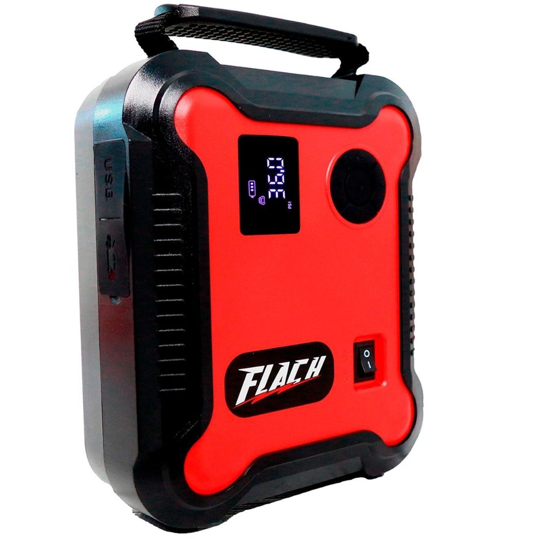 Auxiliar Partida Portátil Flach 1200A Com Compressor 4 em 1