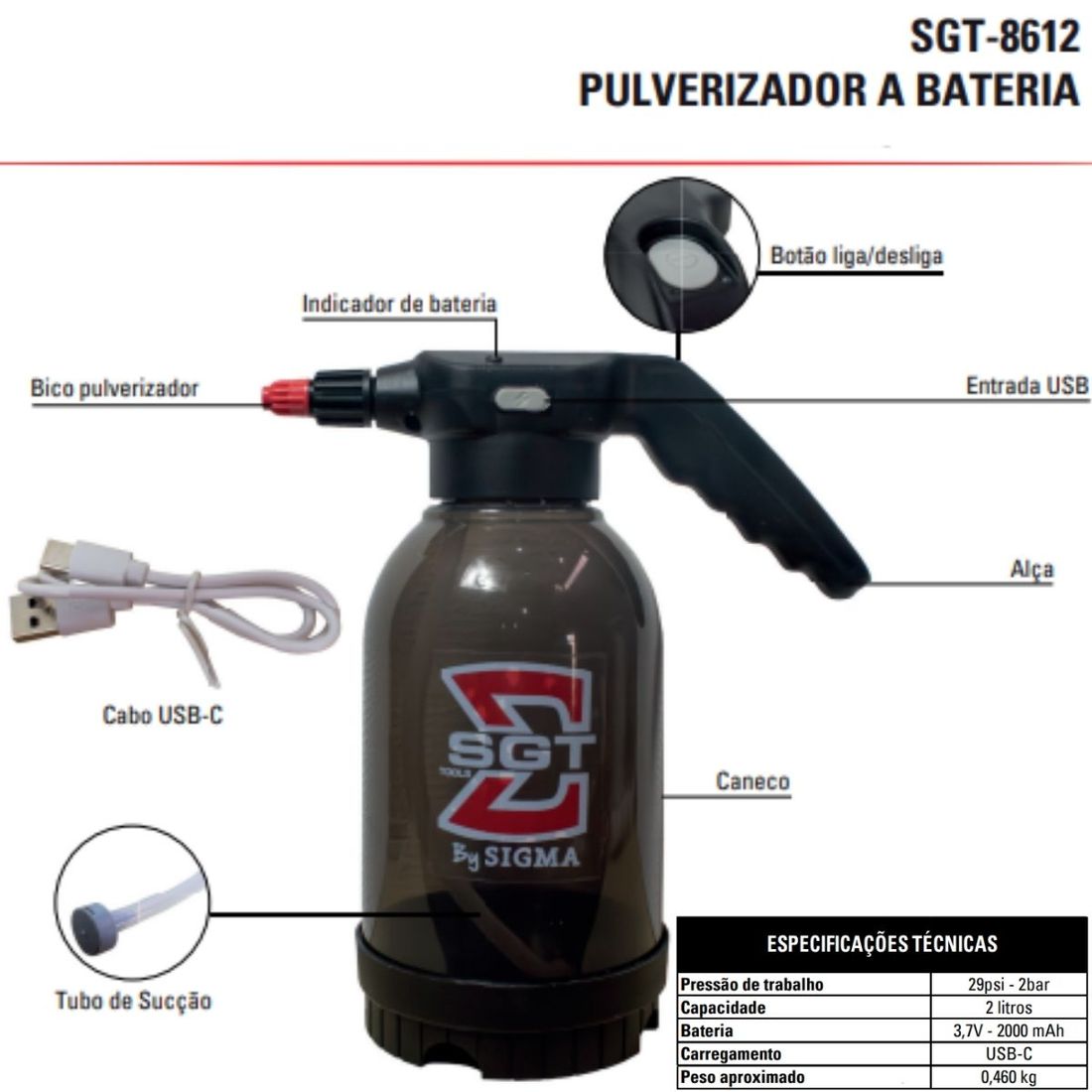 Pulverizador Bateria SGT-8612 Pulverizador Bateria SGT-8612