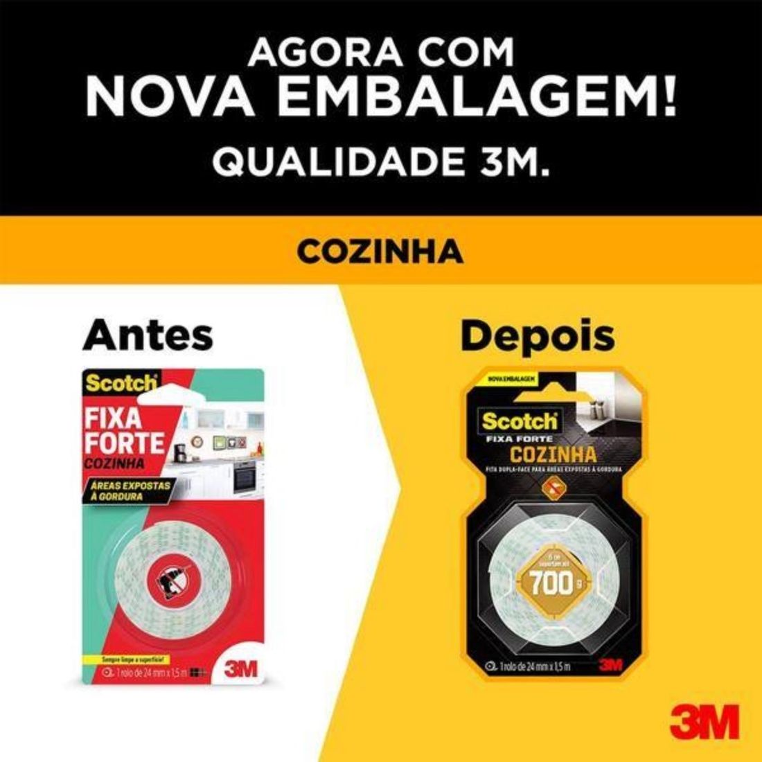 Fita Dupla Face 3M Scotch Fixa Forte Cozinha 24mm x 1,5m Fita Dupla Face 3M Scotch Fixa Forte Cozinha 24mm x 1,5m