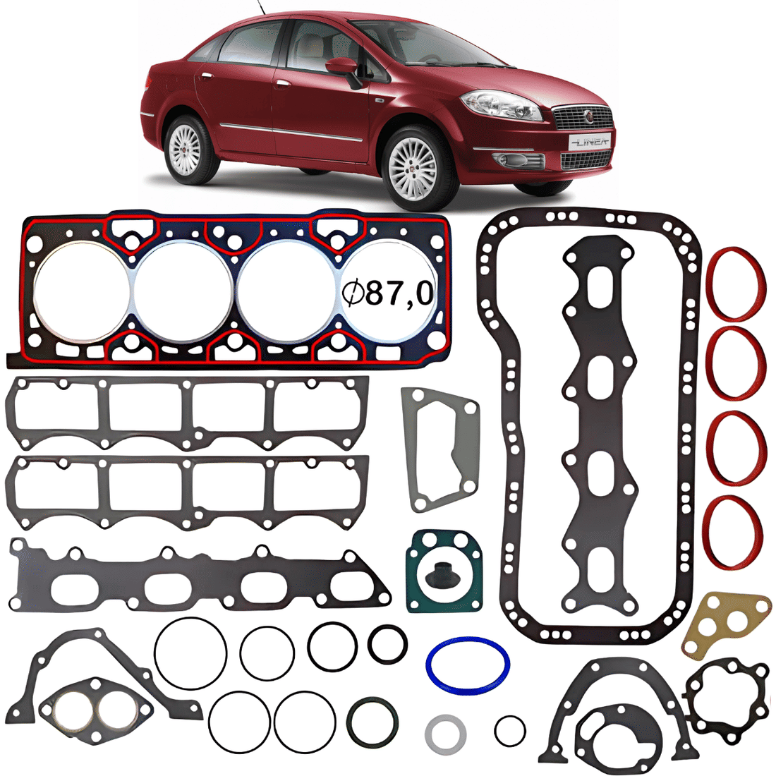 Jogo Junta Motor Fiat Linea 1.9 2007 a 2010