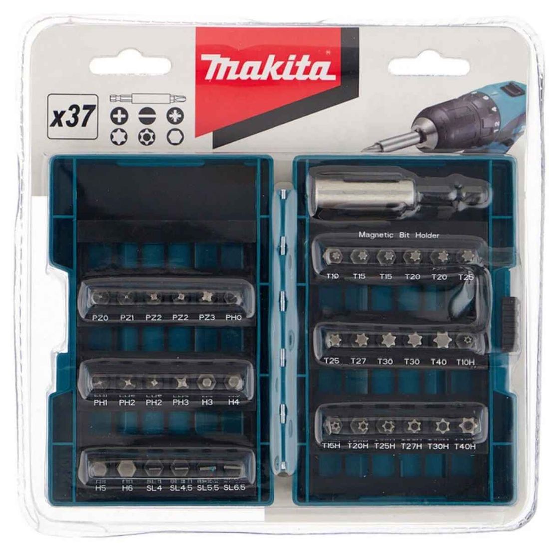 Jogo de Ponteira Bits 37 peças Makita B-28606 Jogo de Ponteira Bits 37 peças Makita B-28606
