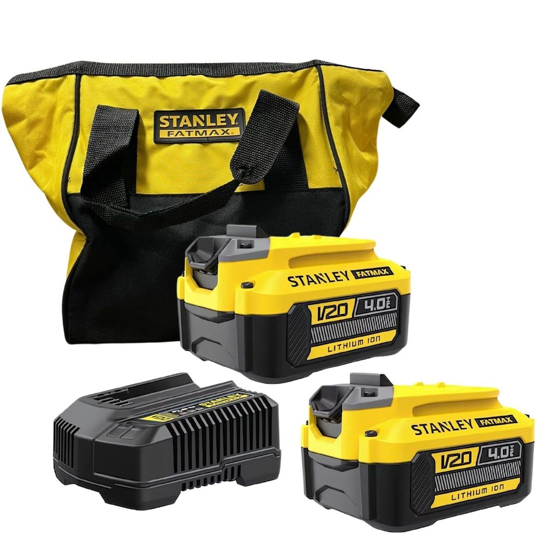 Kit 2 Baterias 20V 4Ah Com Carregador e Bolsa Stanley