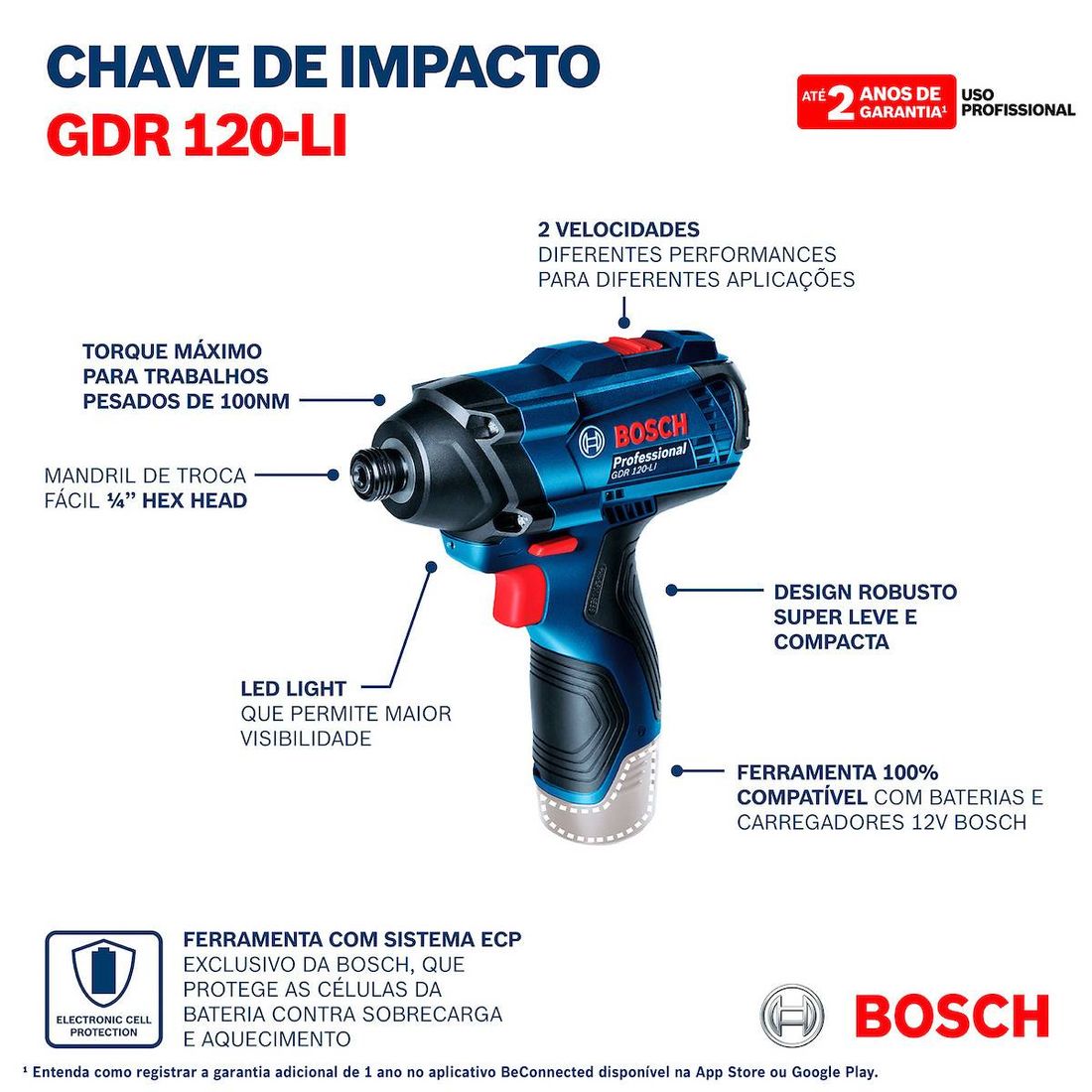 Chave Impacto 1/4" Torque 10Kg 12V Sem Bateria Bosch
