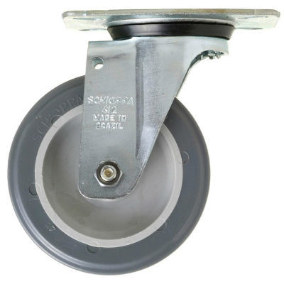 Rodizio Giratorio Com Placa GLAP 158 BP 1.5/8" X 5/8" PVC Cinza.