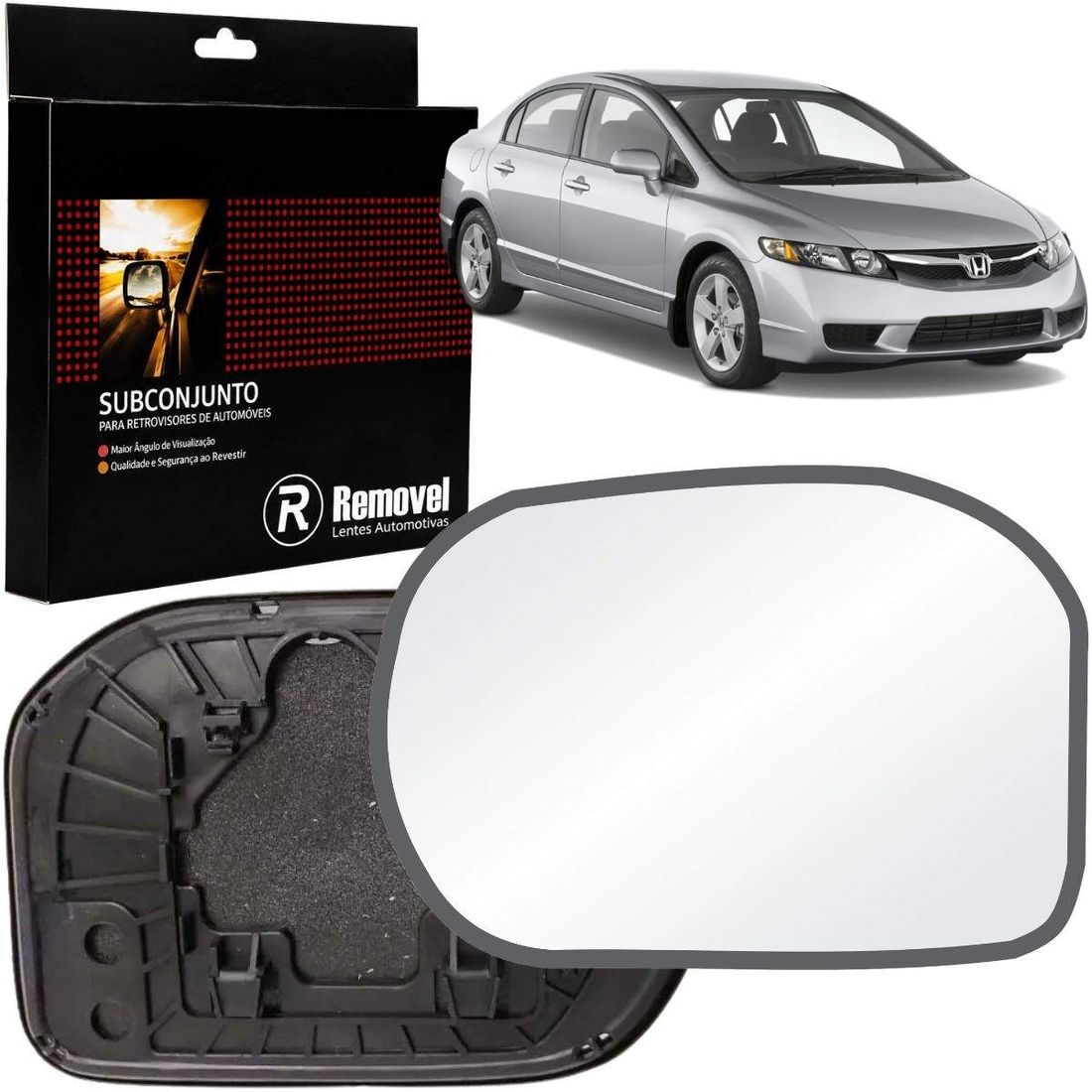 Lente Retrovisor Esquerdo Honda Civic 2006 A 2011