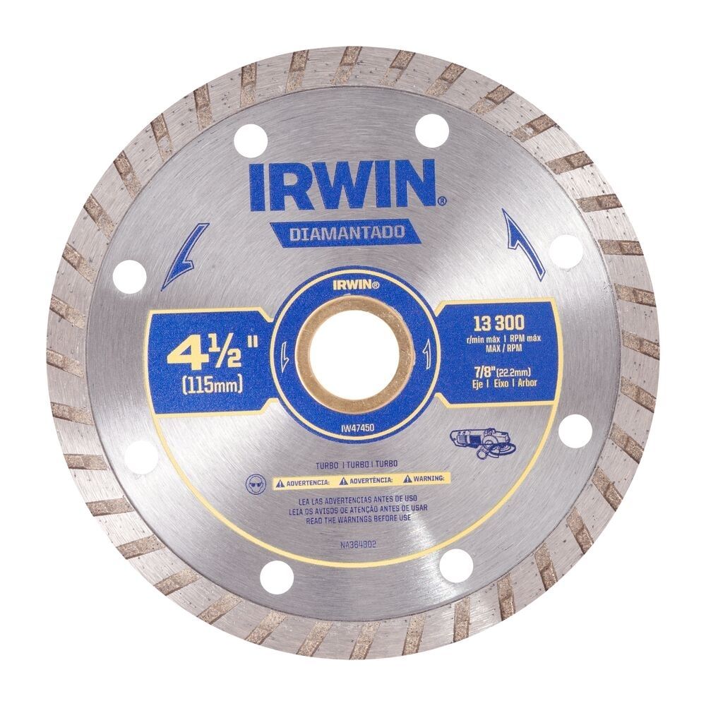 Disco Diamantado Turbo Irwin 4.1/2 Furo 22mm Disco Diamantado Turbo Irwin 4.1/2 Furo 22mm