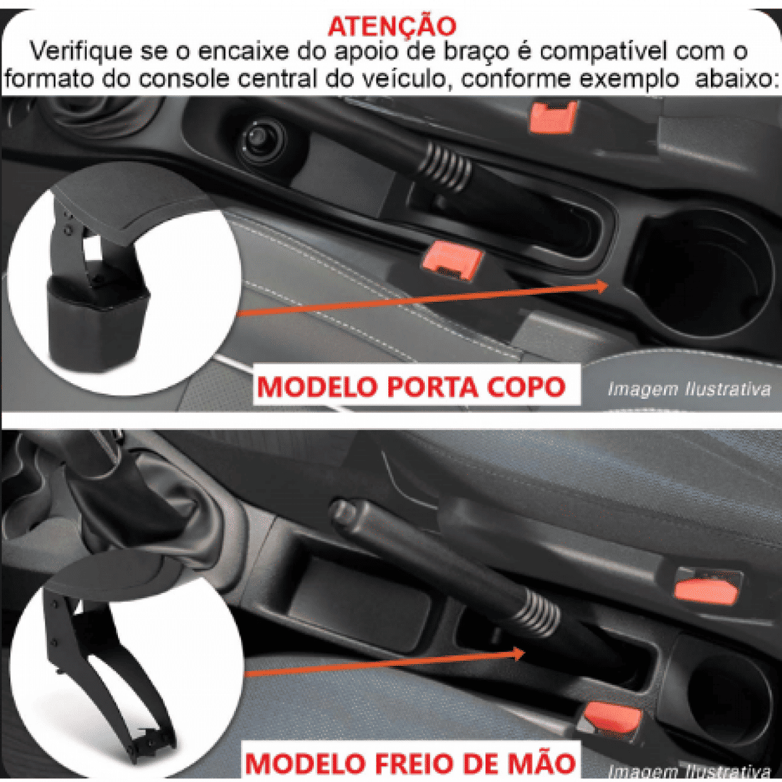 Apoio Braço Renault Duster 2011 a 2020 Oroch 2015 a 2023 Preto C/Porta Copo