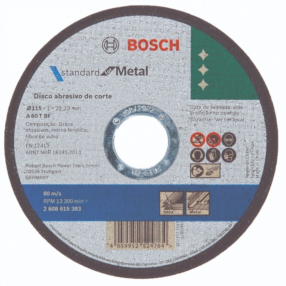 Disco de Corte Bosch Standard Para Metal 4.1/2\" (115mm)