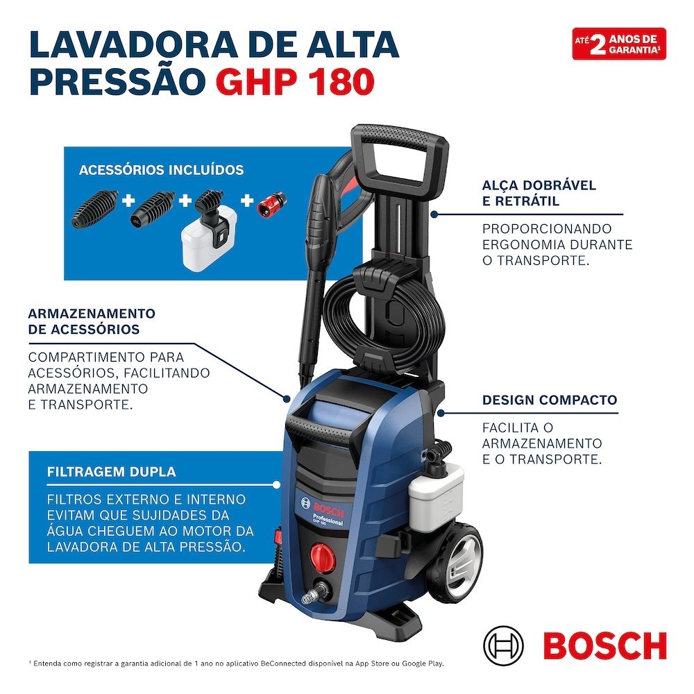 Lavadora Alta Pressão 1800PSI 1500W 220V GHP 180 Bosch