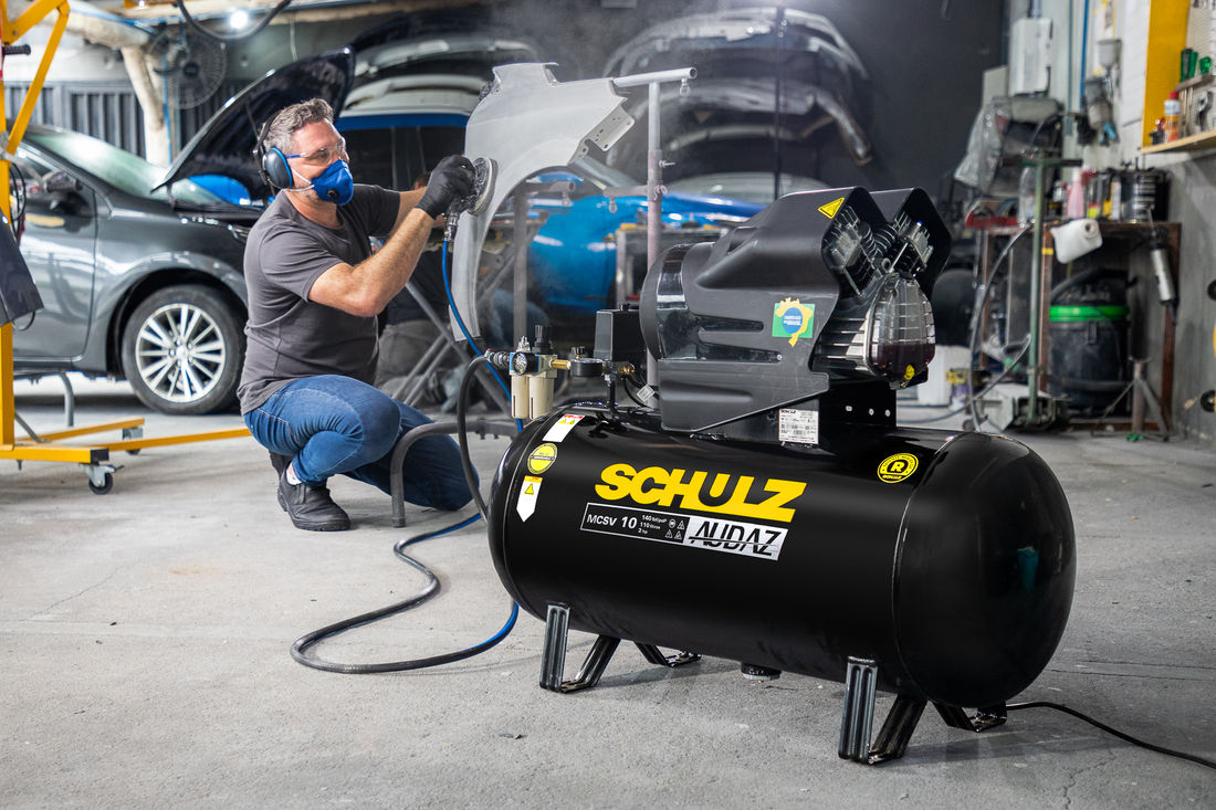 Compressor Ar Schulz Audaz 10pés 110L 140PSI 2Cv 220v Monofásico Compressor Ar Schulz Audaz 10pés 110L 140PSI 2Cv 220v Monofásico