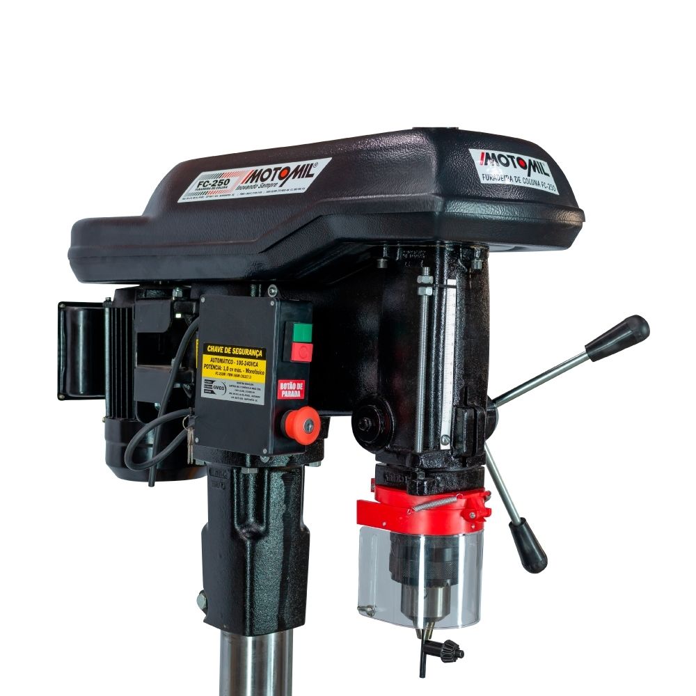 Furadeira Coluna 1" Motor 1Cv Trifásico Com Chave Segurança Motomil FC-250T