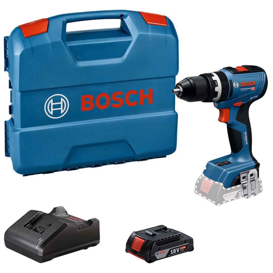 Parafusadeira e Furadeira Impacto Bosch GSB 18V-65 1/2" 18V 1 Bateria Parafusadeira e Furadeira Impacto Bosch GSB 18V-65 1/2" 18V 1 Bateria