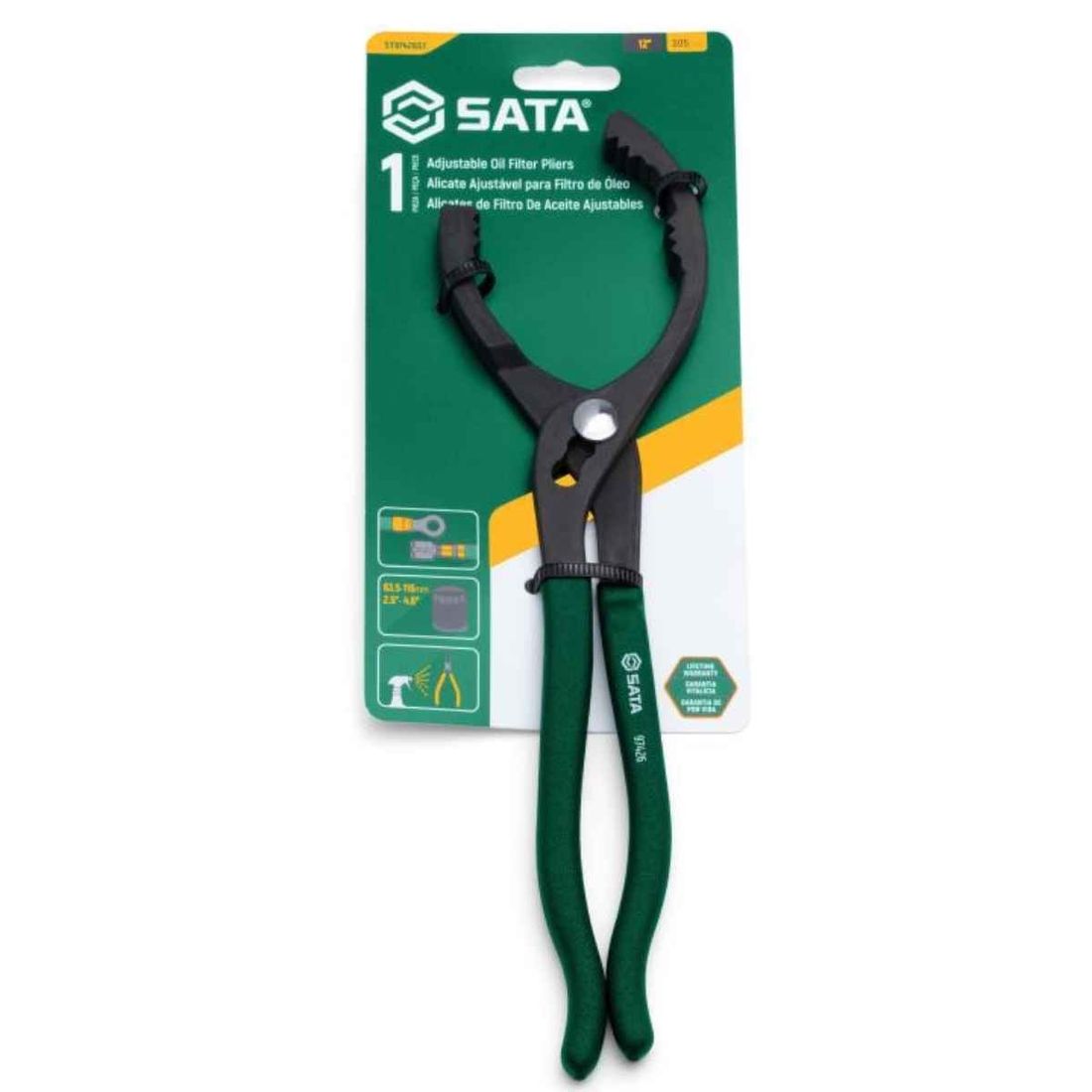 Chave Saca Filtro de Óleo Tipo Alicate 12" 63mm a 116mm Sata
