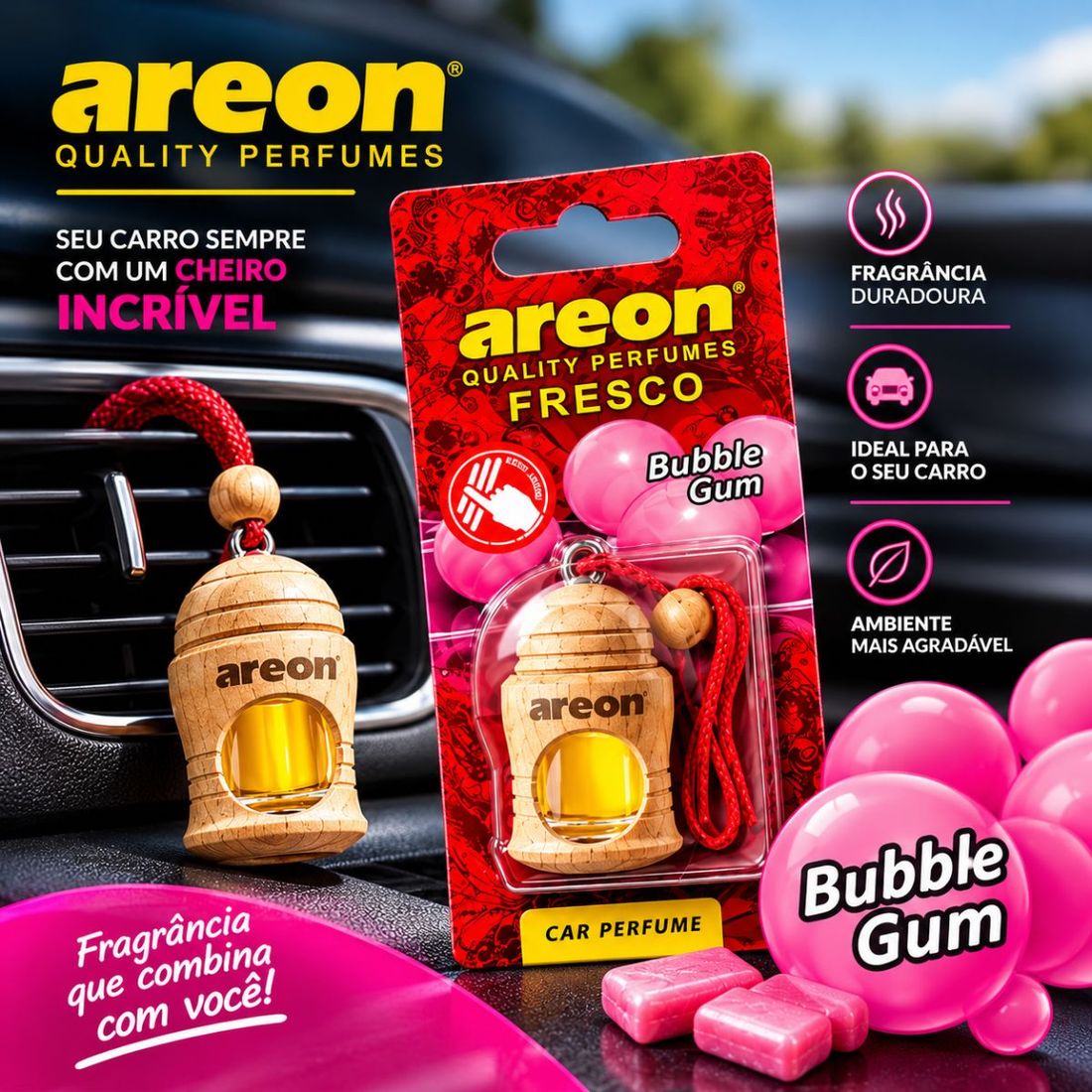 Aromatizante Automotivo Areon Bubble Gum Goma de Mascar Aromatizante Automotivo Areon Bubble Gum Goma de Mascar