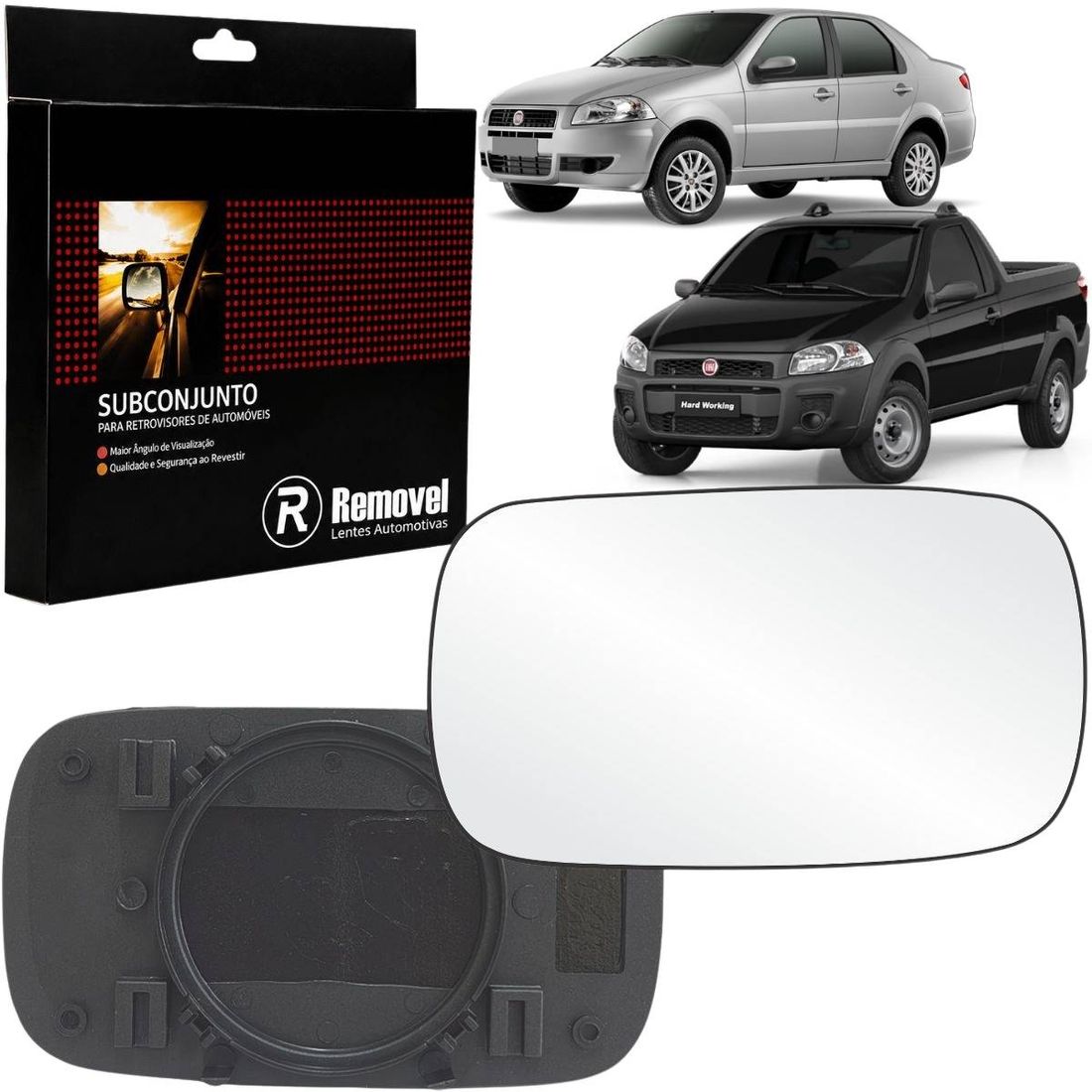 Lente Retrovisor Esquerdo Fiat Palio Strada Siena 1996 A 2000 Uno 95/04