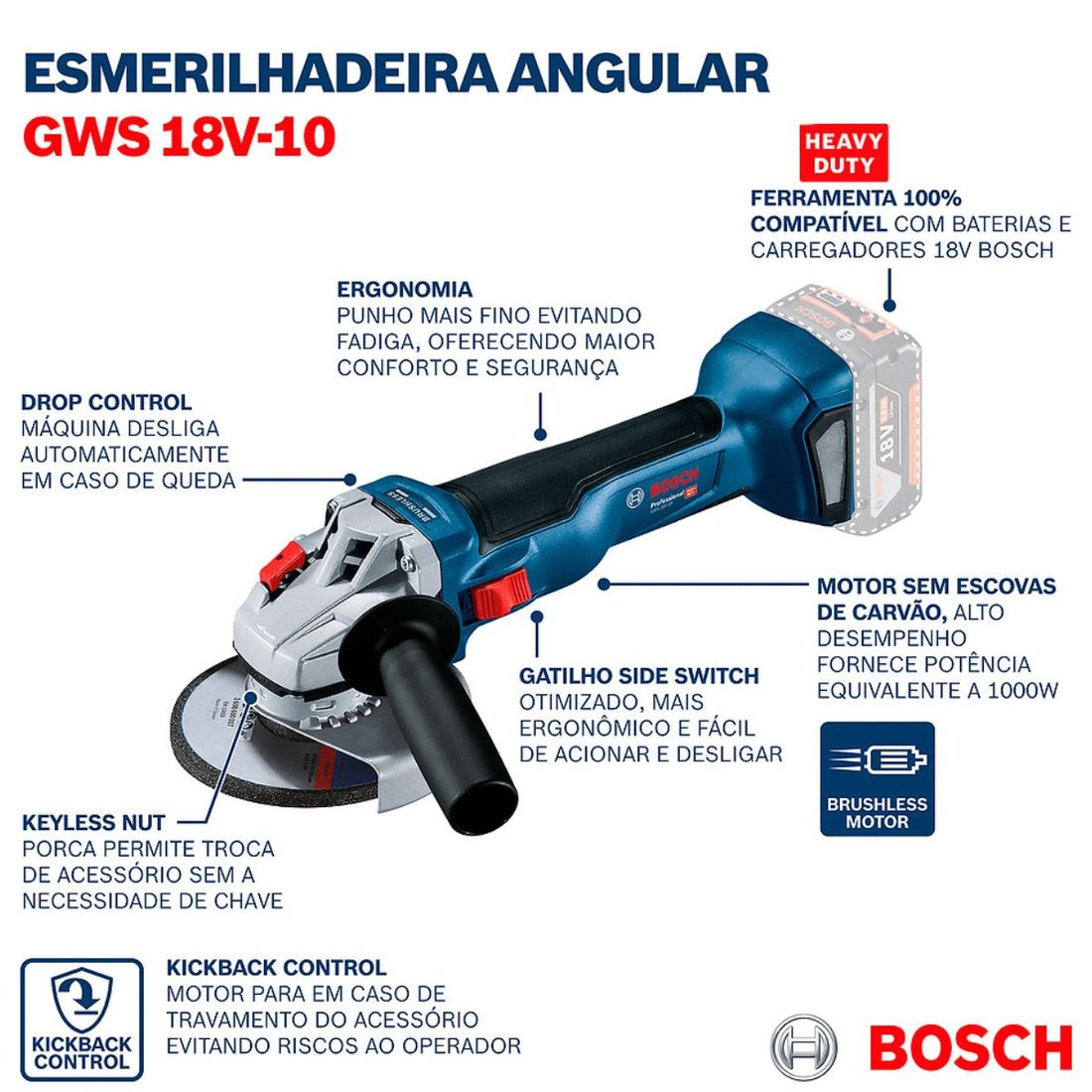 Combo Parafusadeira /Furadeira Impacto + Esmerilhadeira Angular Com 2 Baterias 18v 4ah e Carregador