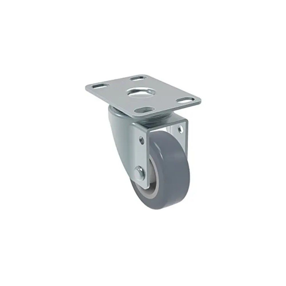 Rodizio Giratorio Com Placa GL 210 BP 2" X 7/8" PVC Cinza.