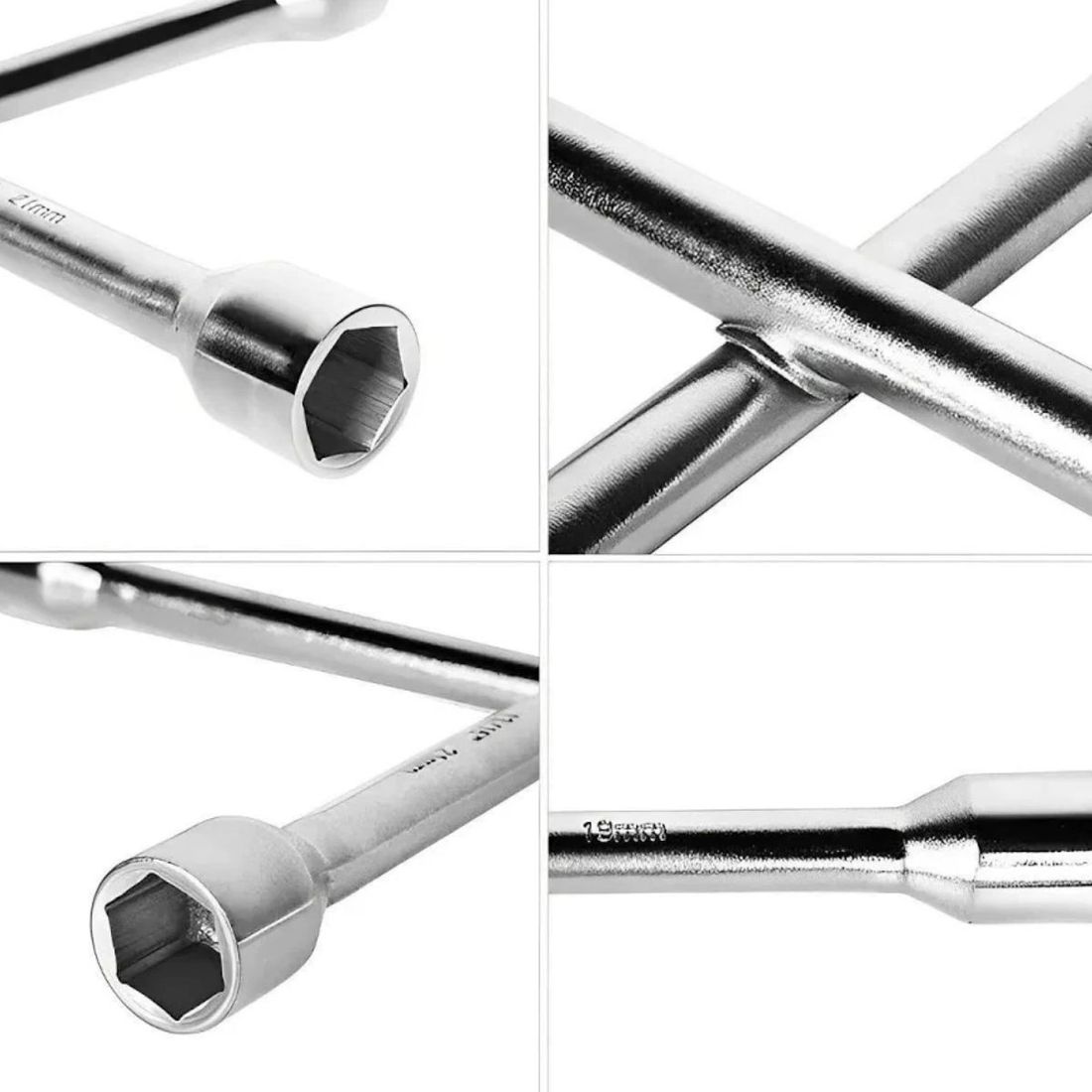 Chave De Roda Tipo Cruz 500mm Com 4 Bocas 17x19x21x23mm SGT