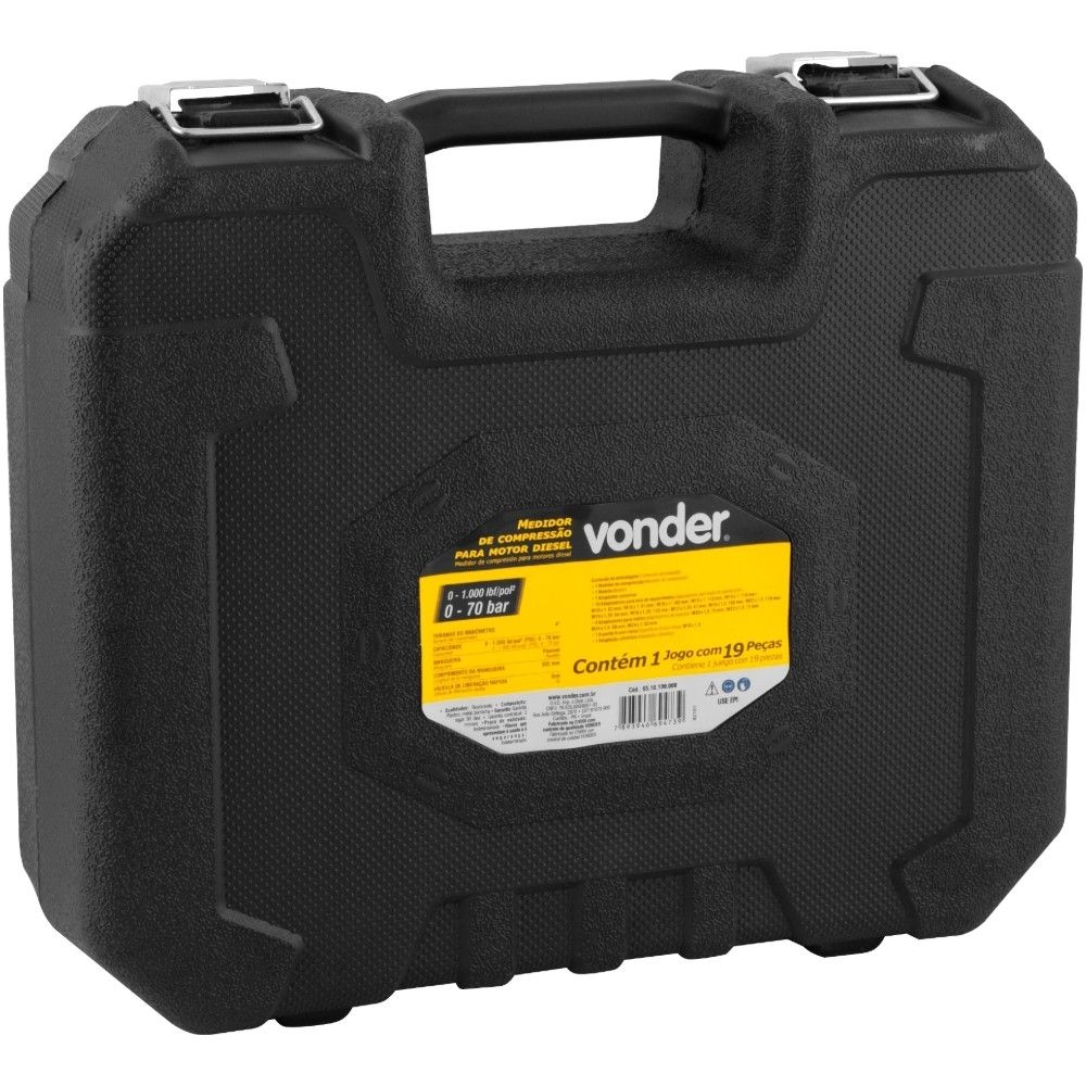 Medidor Compressão Motor Diesel Com 19 Peças 1000psi Vonder