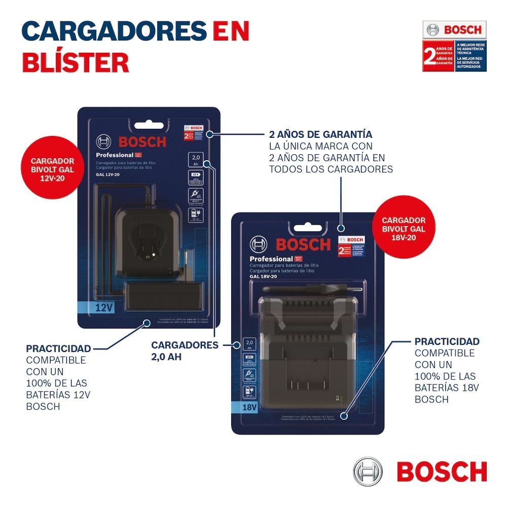 Carregador de Baterias 18V Bosch GAL 18V-20 BIVOLT Carregador de Baterias 18V Bosch GAL 18V-20 BIVOLT