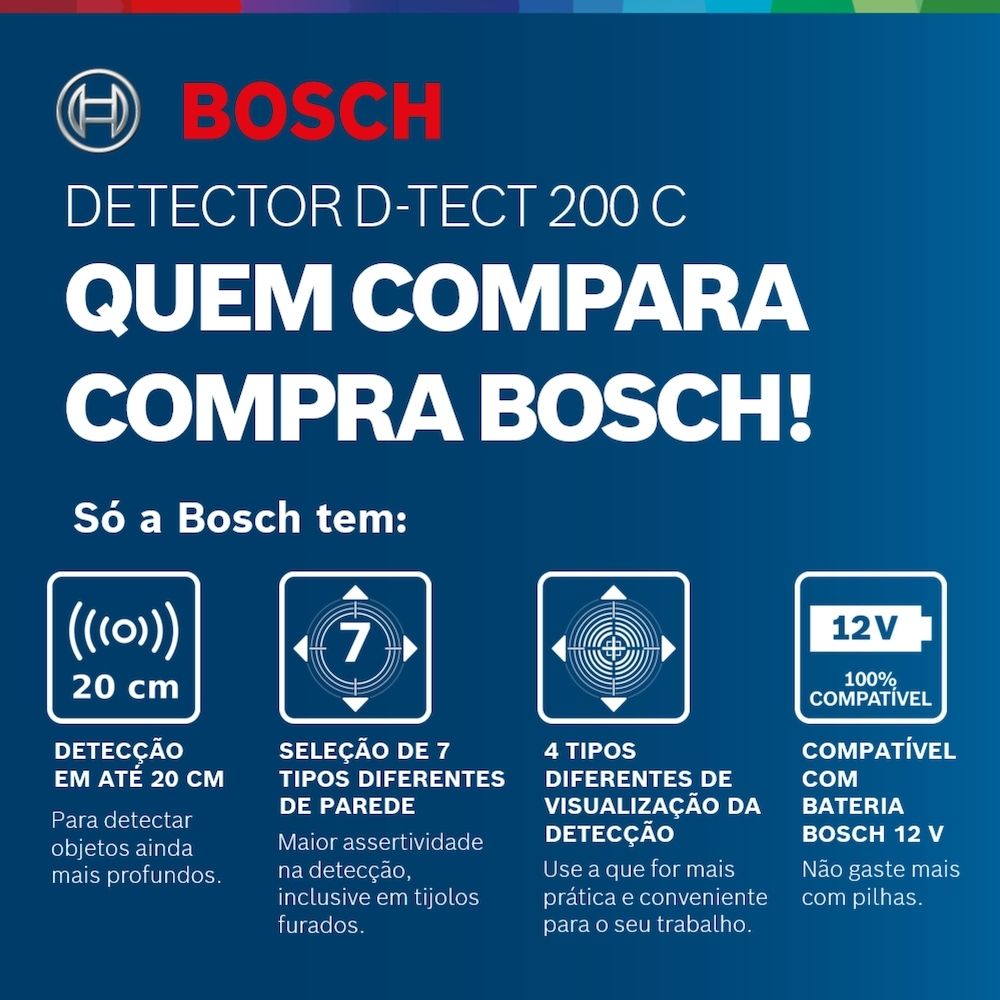 Detector e Scanner de Materiais 200mm D-Tect 200 C Bosch