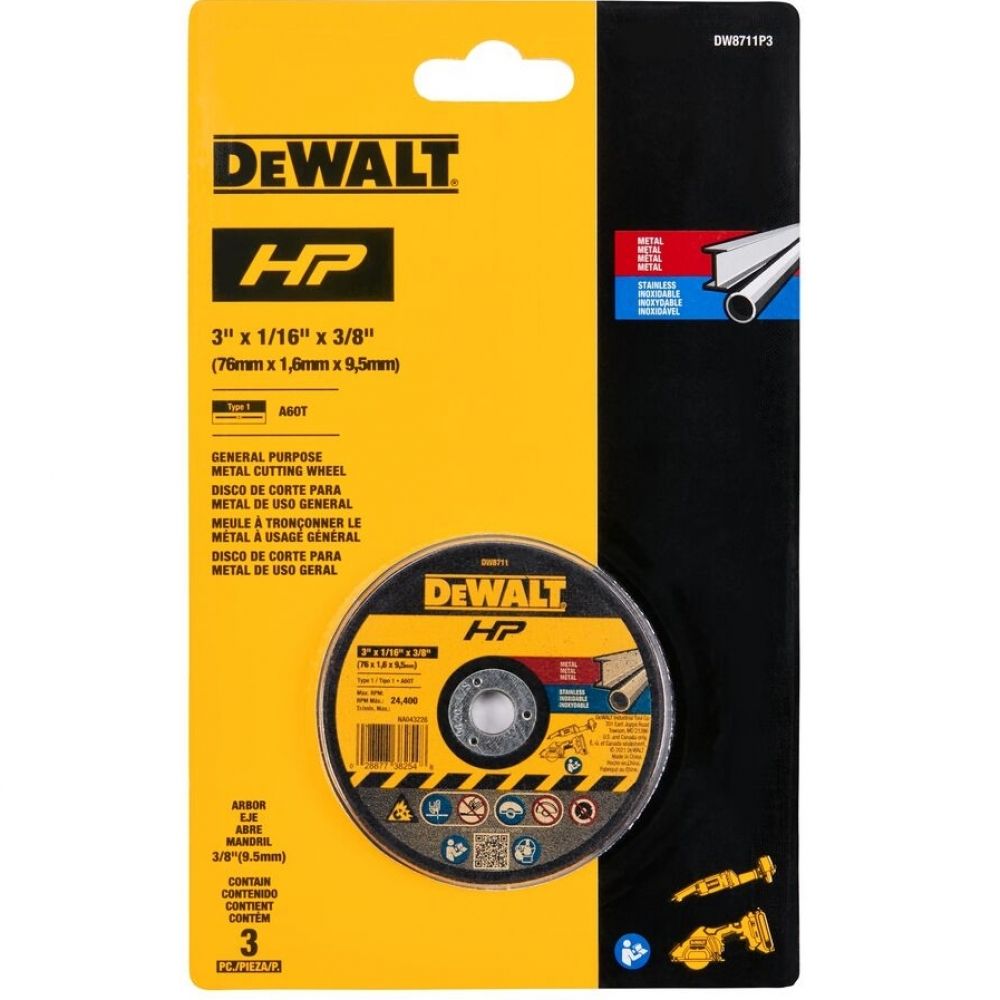 Conjunto 3pçs Disco HP 3x3/8 P/Recortadora DeWalt DW8711P3 Conjunto 3pçs Disco HP 3x3/8 P/Recortadora DeWalt DW8711P3