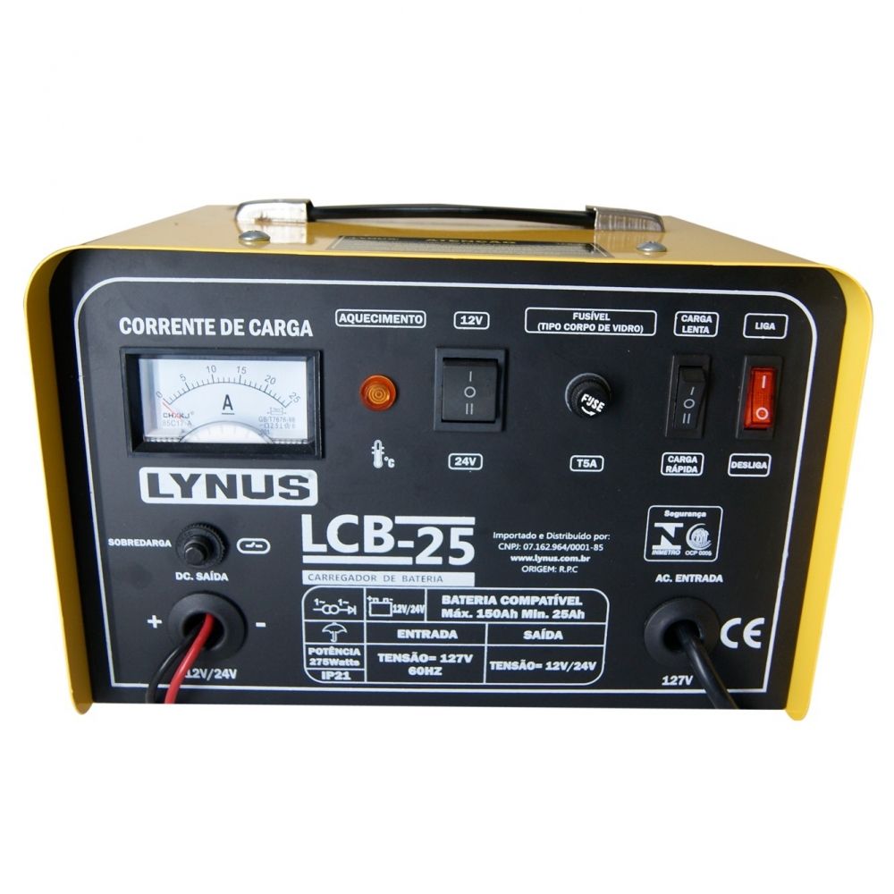 Carregador de Baterias 12V e 24V Lynus LCB-25 25 Ampéres