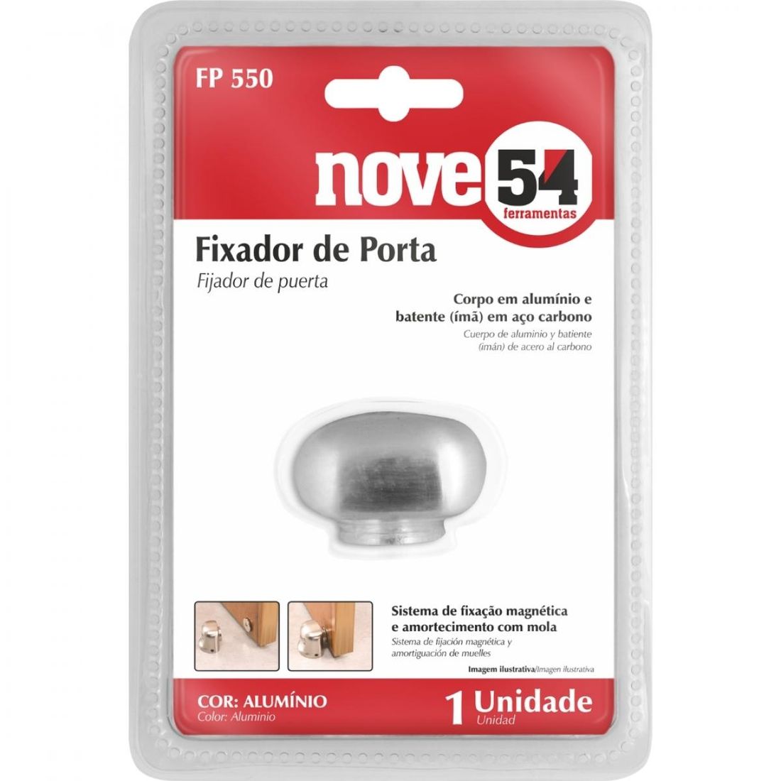 Prendedor de Porta Magnético Alumínio FP-550 Nove54