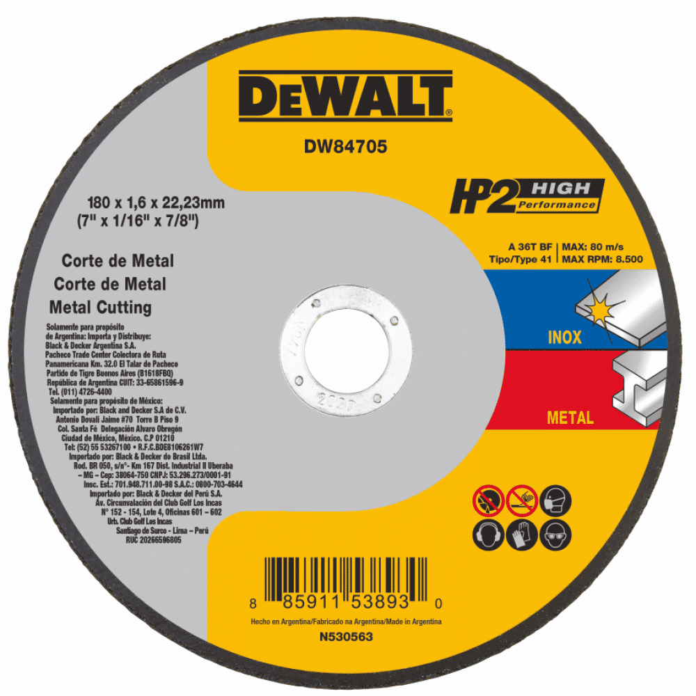 DeWalt - Disco Corte Inox HP2 7" 1,6mm Furo 7/8"