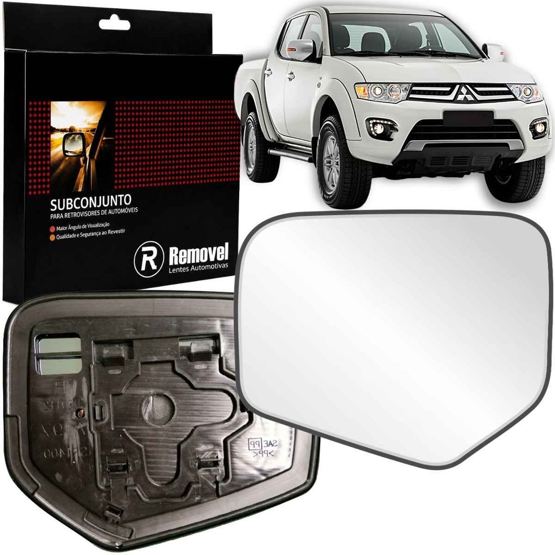 Lente Retrovisor Esquerdo Mitsubishi L200 Triton 2005 A 2017