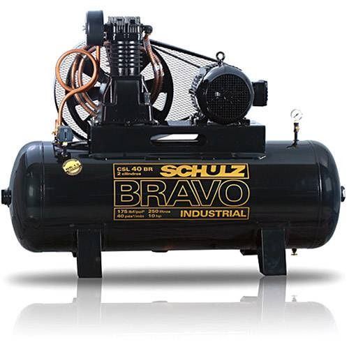 Compressor Ar Bravo 40 Pés 250L 175PSI 10Cv Trifásico Schulz