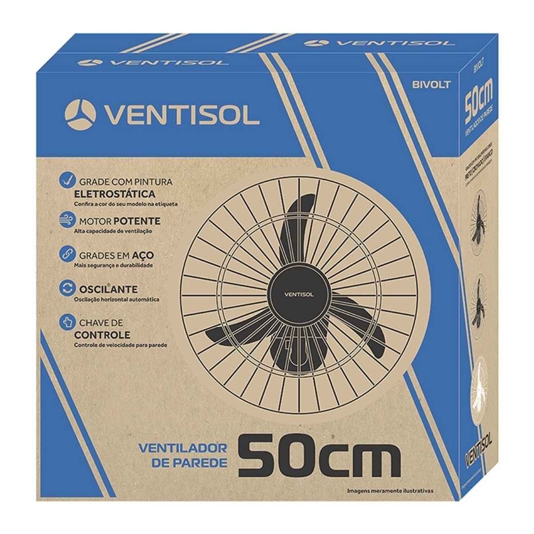Ventilador Oscilante de Parede 200W 50Cm Ventisol