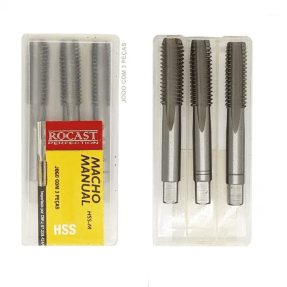 Jogo Macho Aço Rápido MA M14 Passo 2mm 3pçs Rocast Jogo Macho Aço Rápido MA M14 Passo 2mm 3pçs Rocast