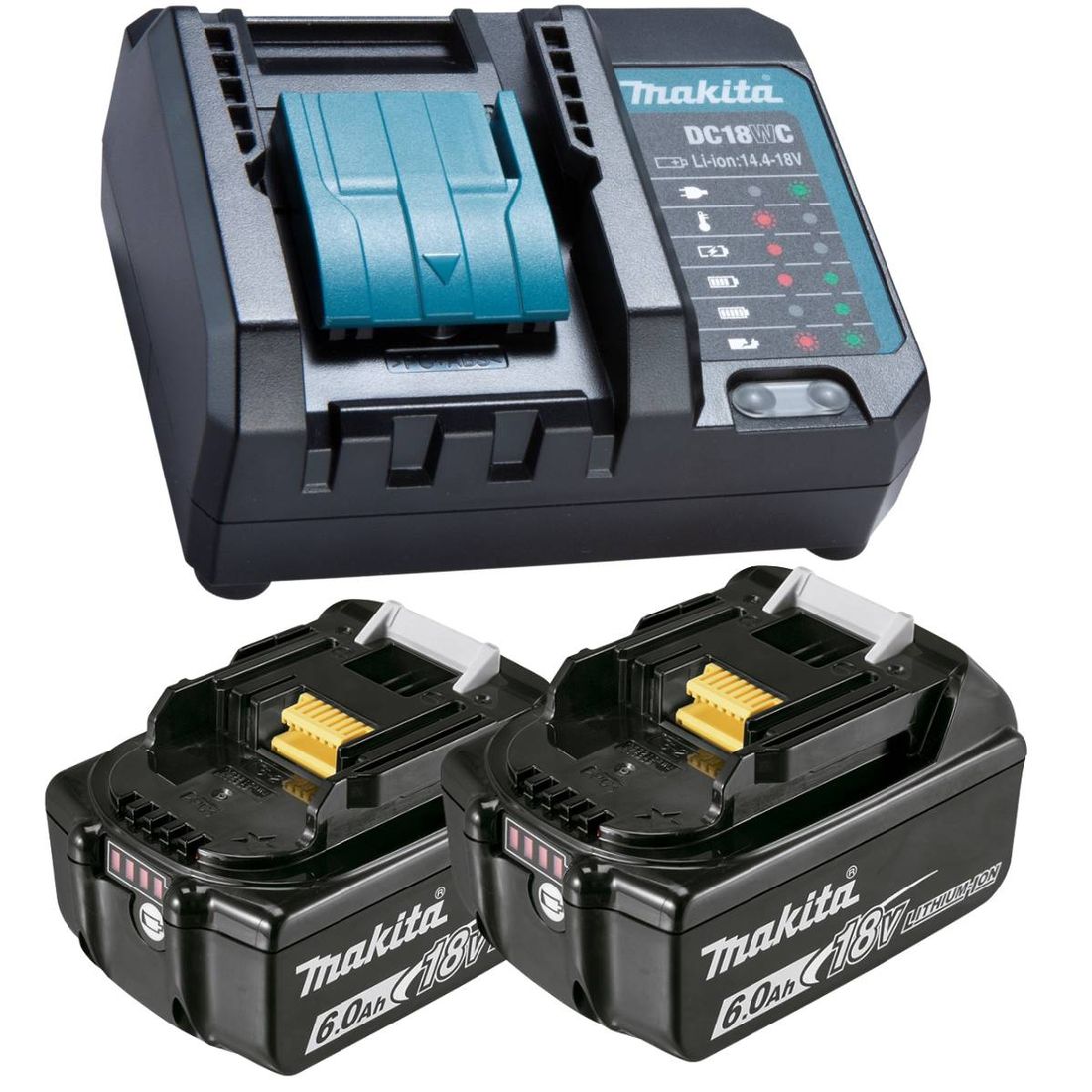 Kit 2 Baterias 18V 6Ah Com Carregador Makita PSKDWG2