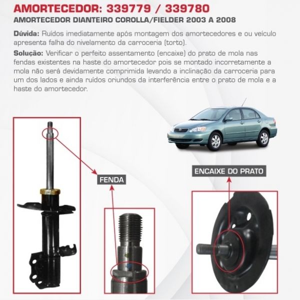 Amortecedor Dianteiro Toyota Corolla 02/08 Fielder 04/08 Dianteiro Direito