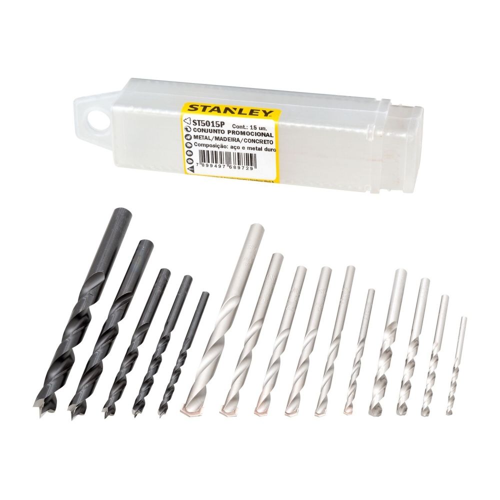 Conjunto de Brocas Stanley 3-10mm 15pçs ST5015P Conjunto de Brocas Stanley 3-10mm 15pçs ST5015P
