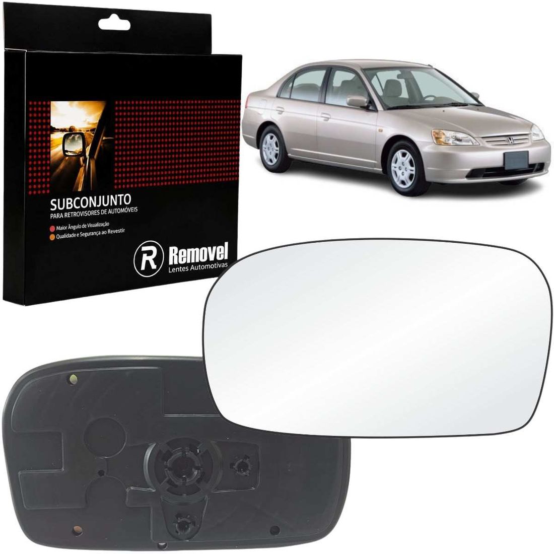 Lente Retrovisor Esquerdo Honda Civic 2002 A 2005